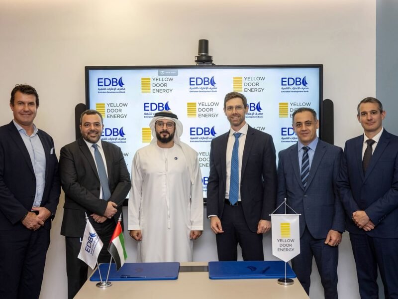 Yellow Door Energy has secured a landmark $27 million (AED 100 million) financing agreement with Emirates Development Bank (EDB)